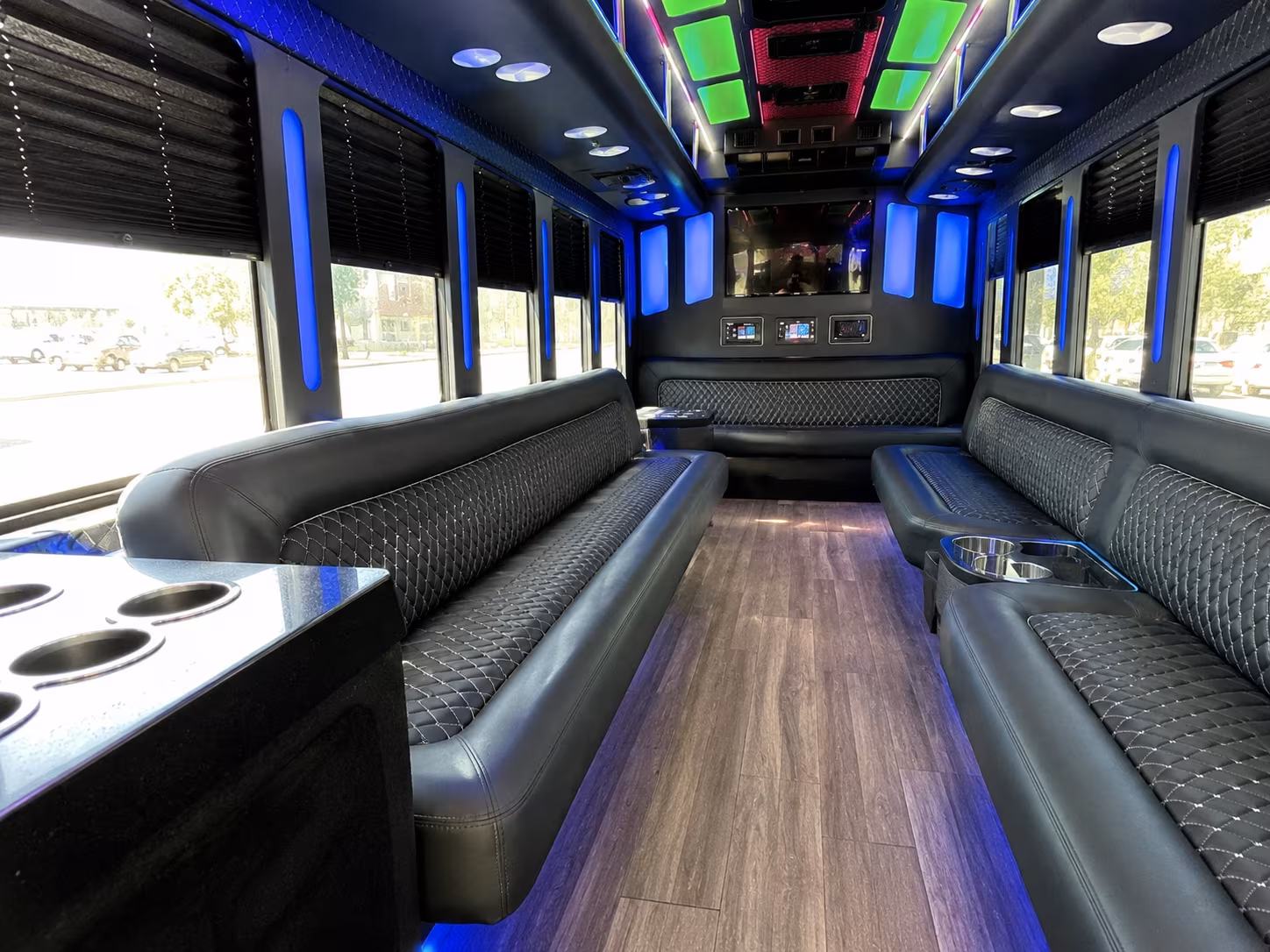 hemet 15 passenger party bus inside