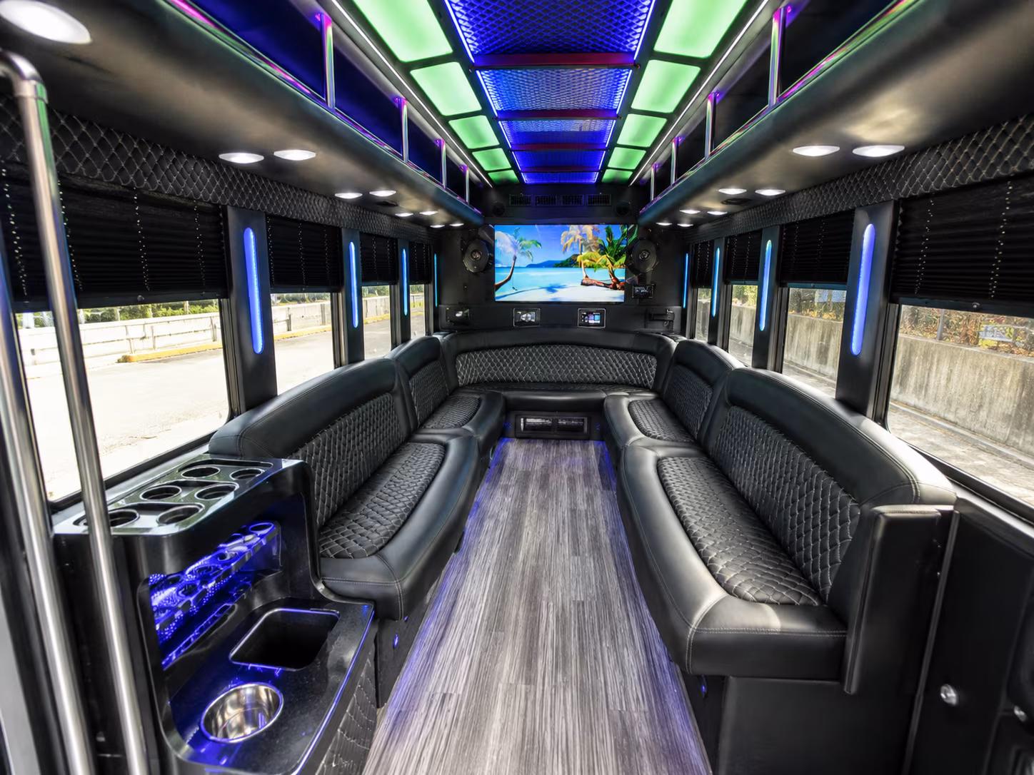 hemet 18 passenger party bus inside