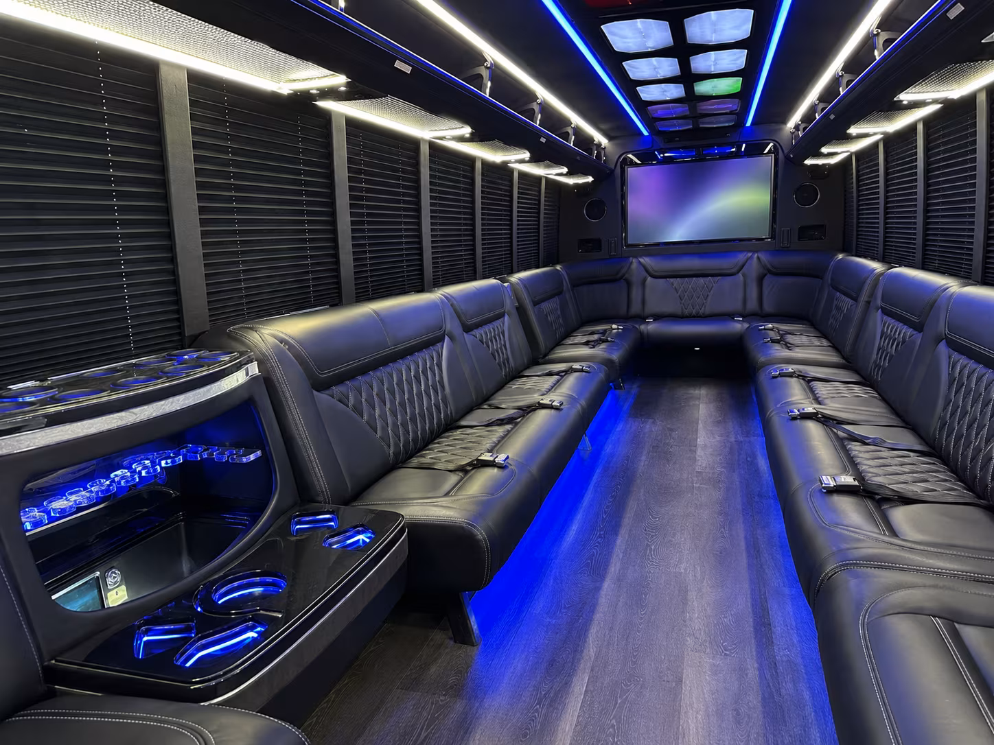 hemet 20 passenger party bus inside